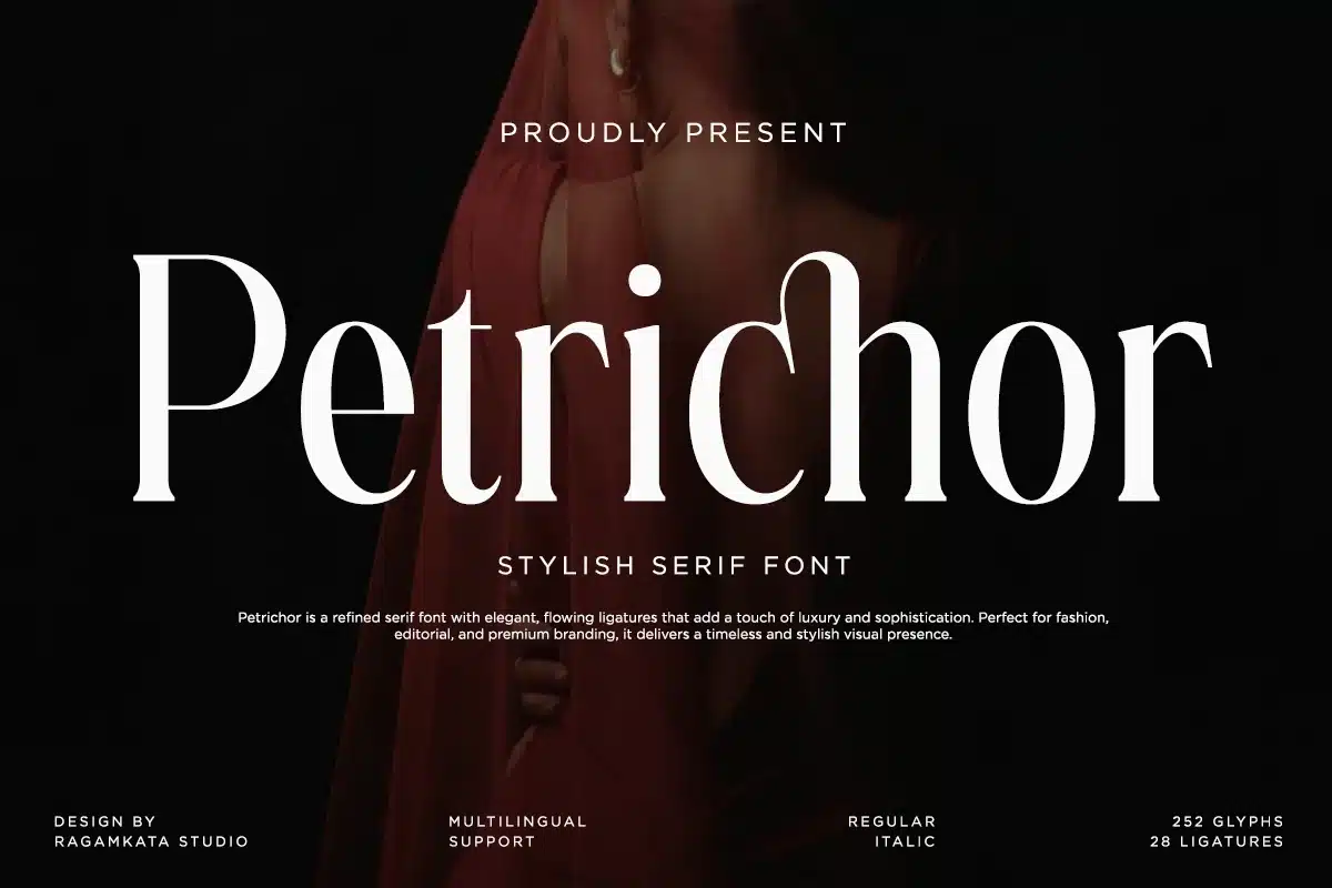 A Stylish Serif – Petrichor Font font preview