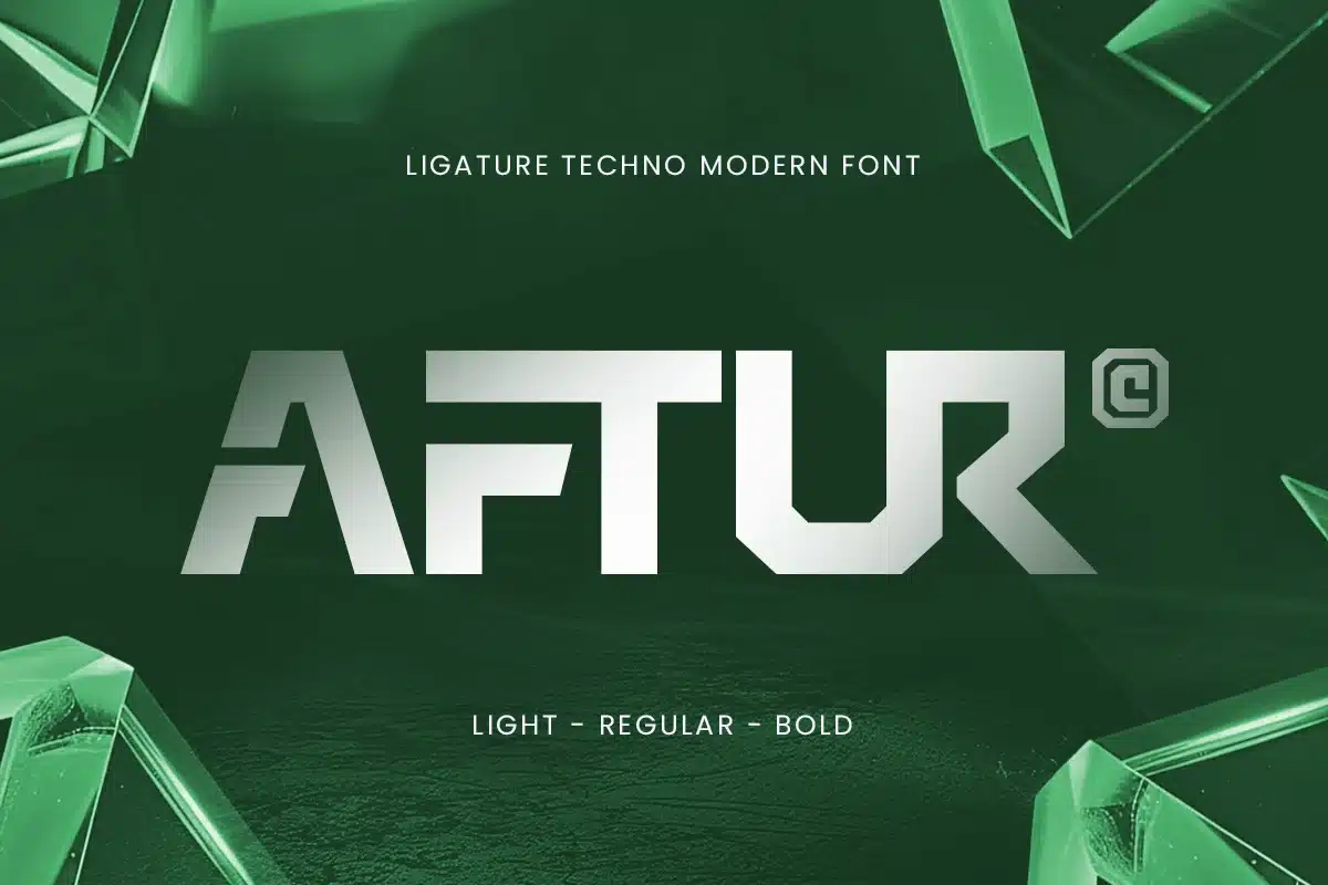 Aftur – Ligature Techno Modern Logo Font font preview