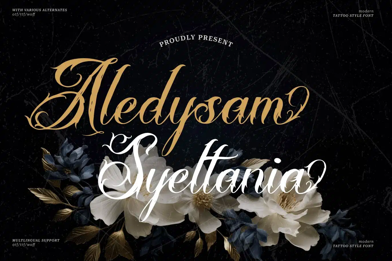 Aledysam Syeltania | Tattoo Font font preview
