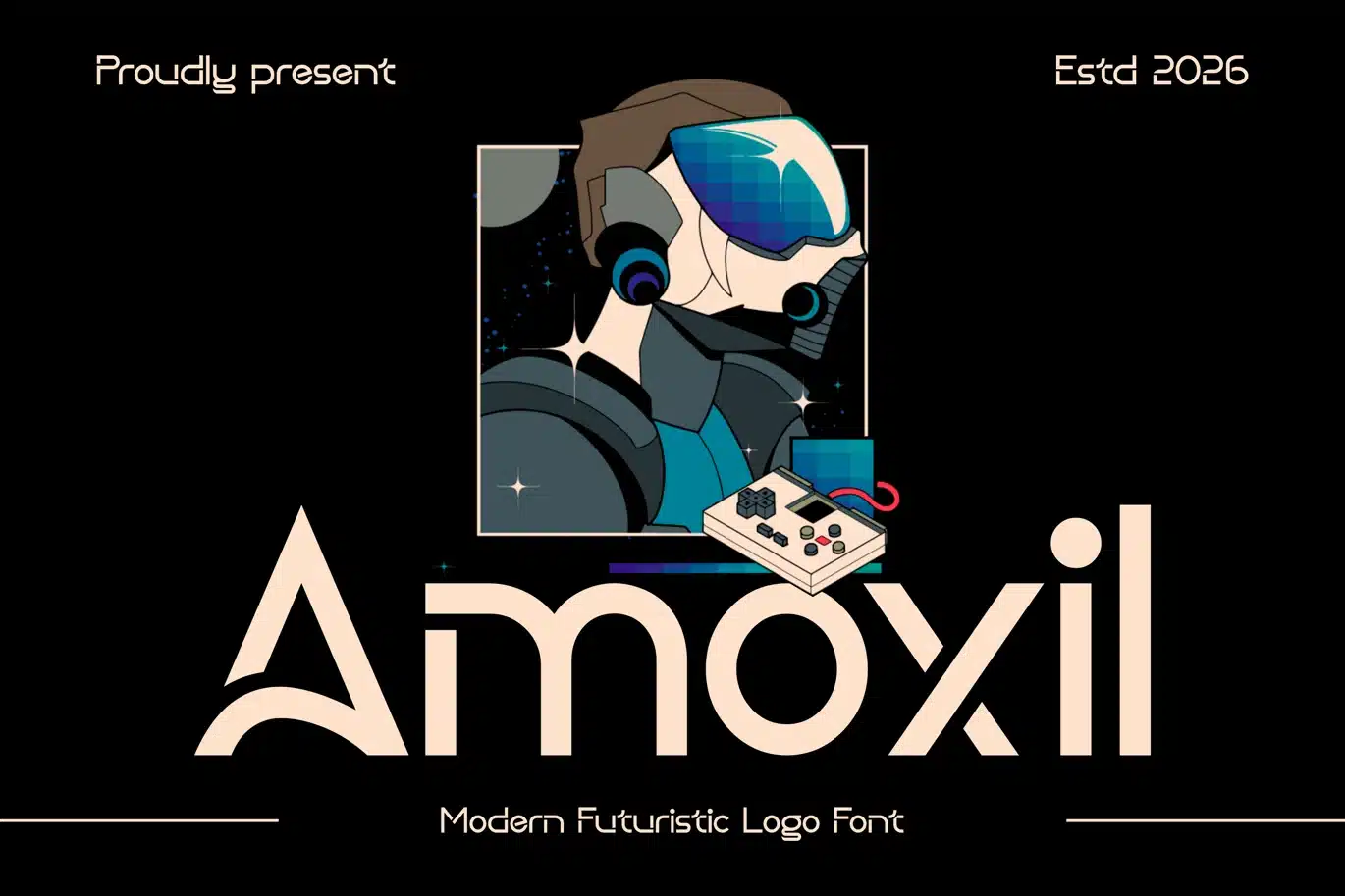 Amoxil – Modern Futuristic Logo Font font preview