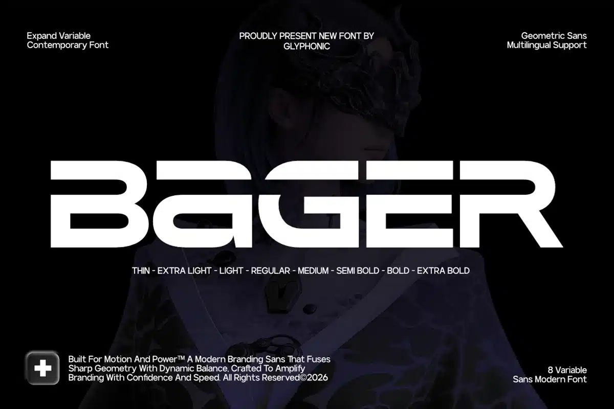 Bager – Futuristic Sans Font font preview