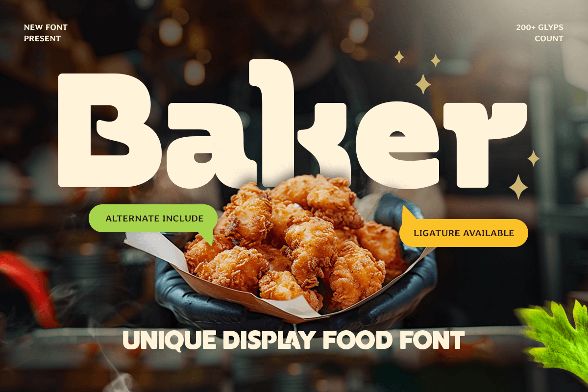 Baker – Unique Display Food Font font preview