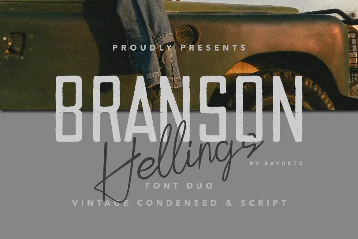 Branson Hellings – Vintage Condensed & Script Font font preview