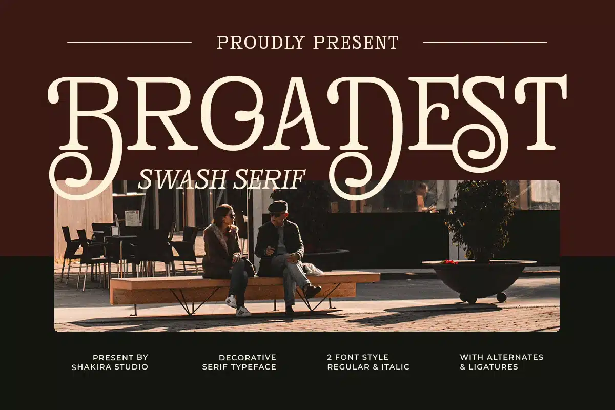 Broadest – Elegant Swash Decorative Logo Vintage Font font preview