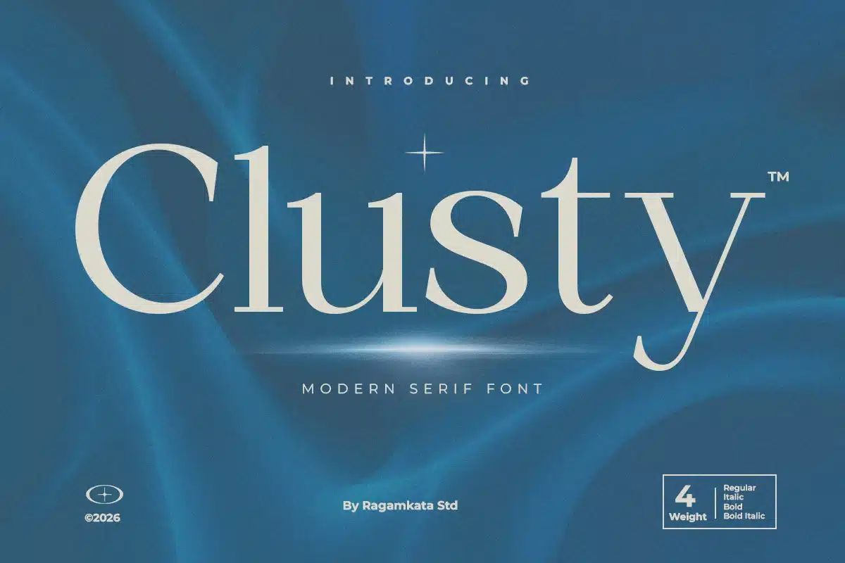 Clusty – Modern Serif Font font preview