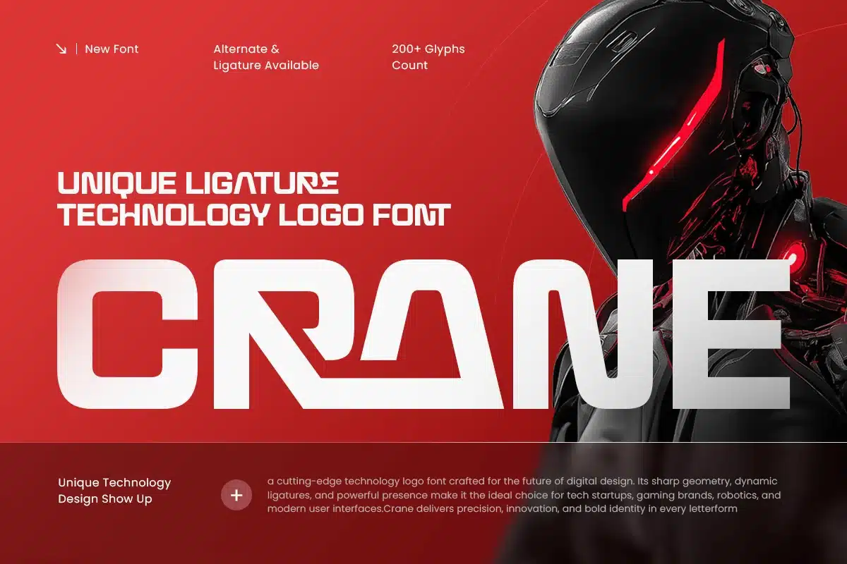 Crane – Unique Ligature Technology Logo Font font preview