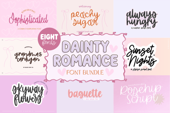 Dainty Romance Script Bundle Font font preview