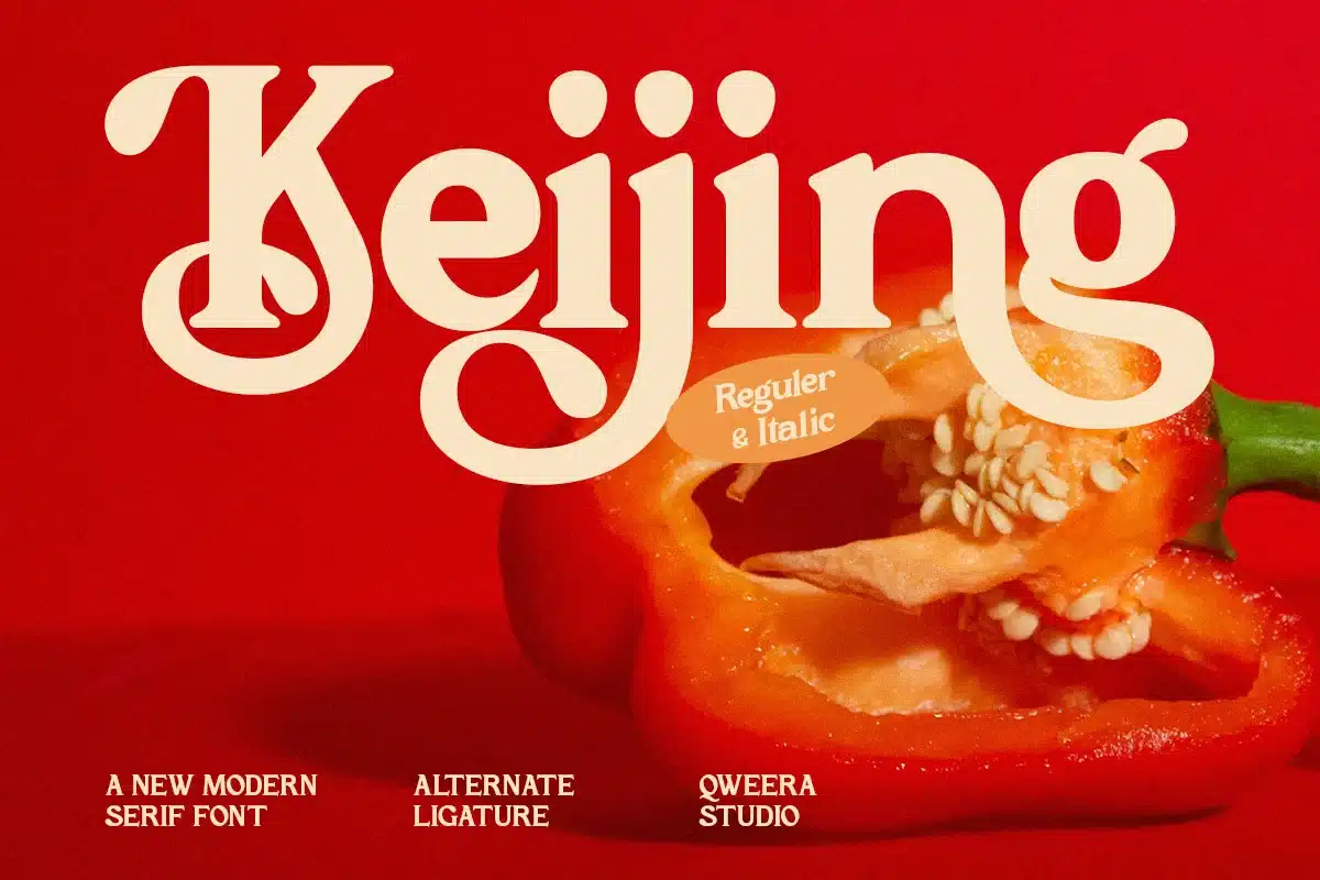 Decorative Modern Serif Food Logo – Keijing Font font preview