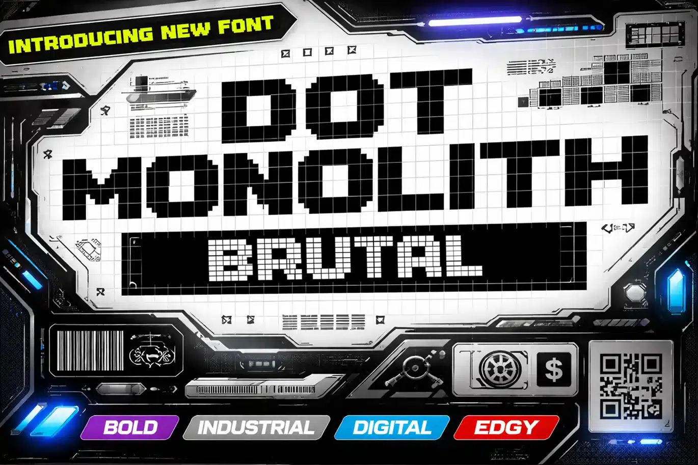 Dot Monolith Brutal Font font preview