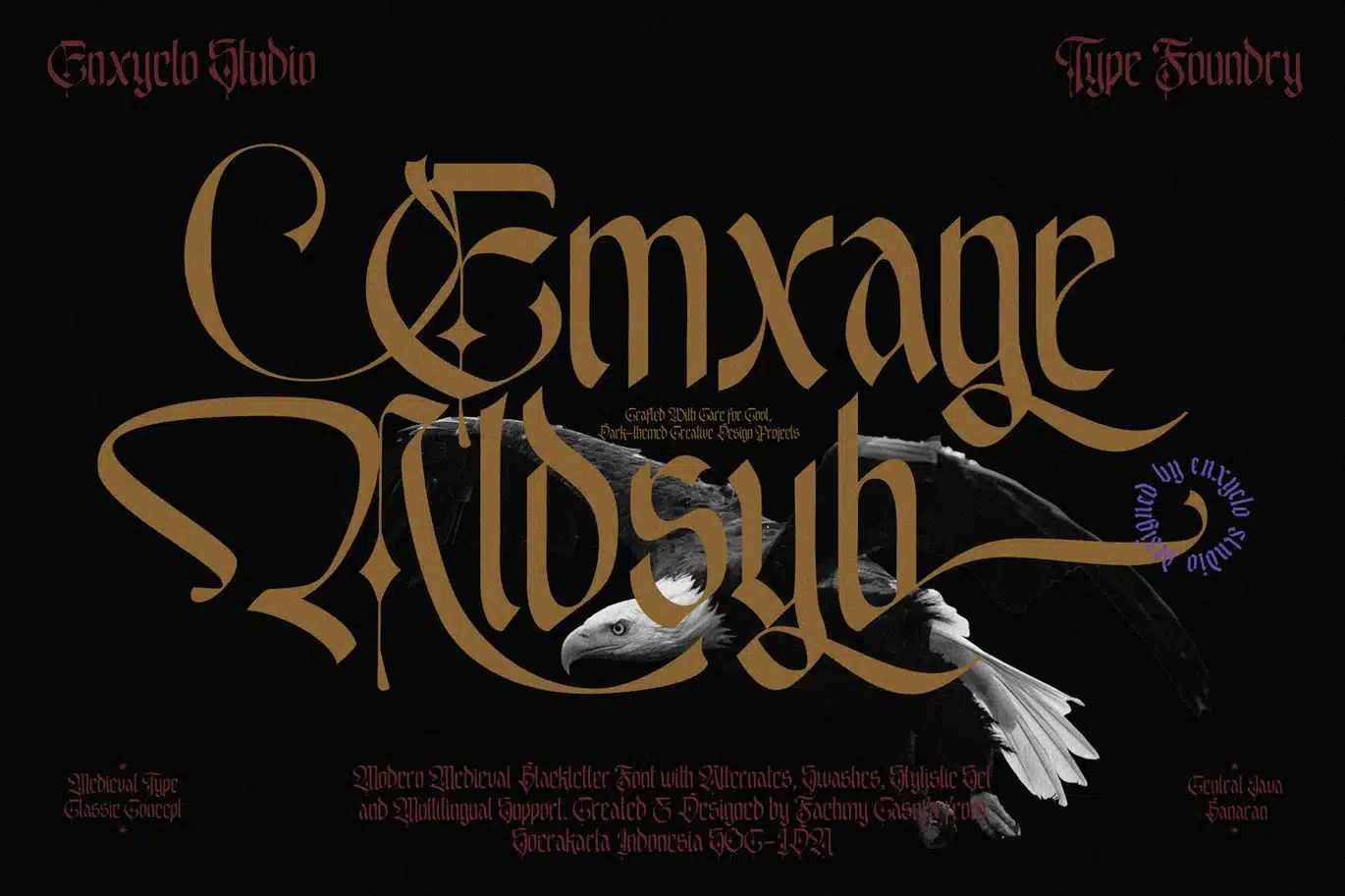 Emxage Aldsyb — Medieval Blackletter Font font preview