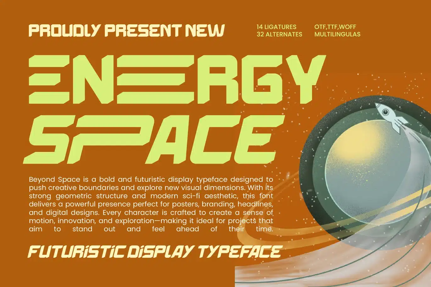 Energy Space – Futuristic Display Typeface Font font preview