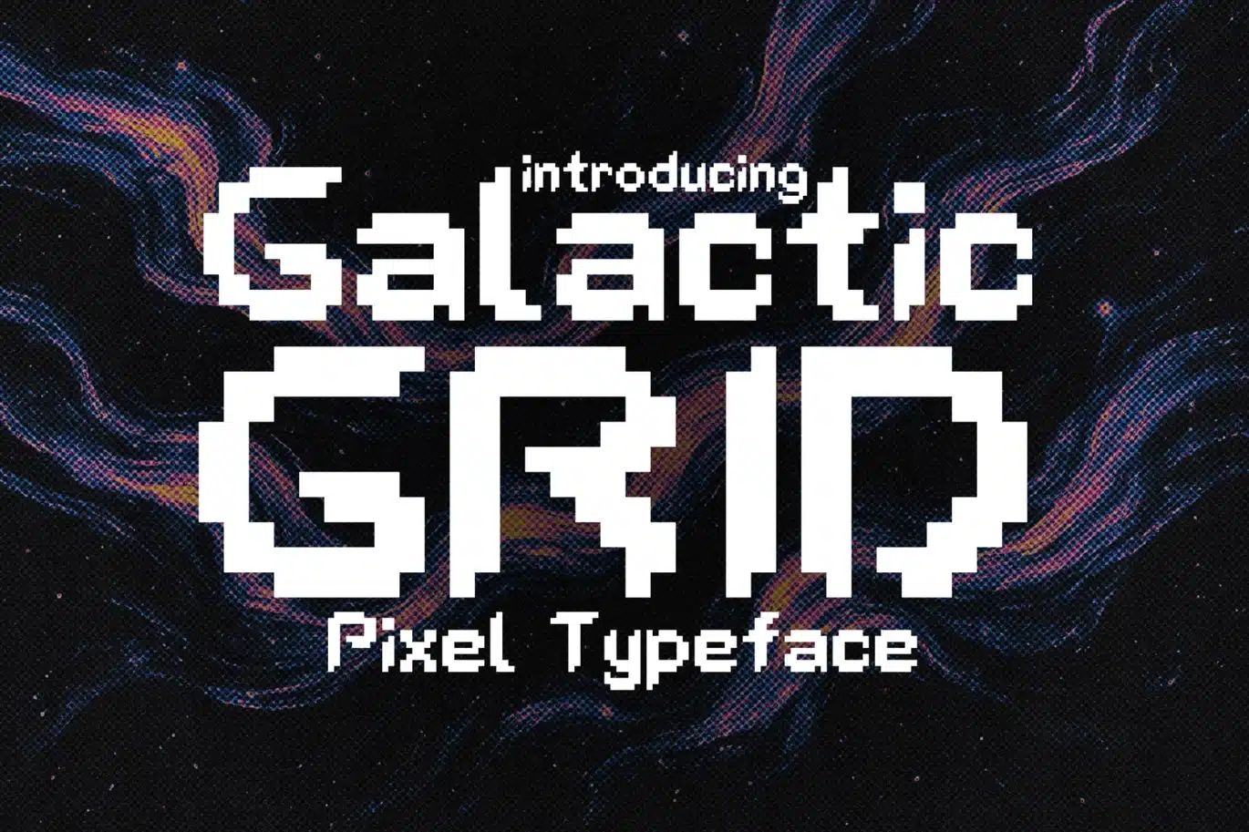Galactic Grid – Pixel Typeface Font font preview