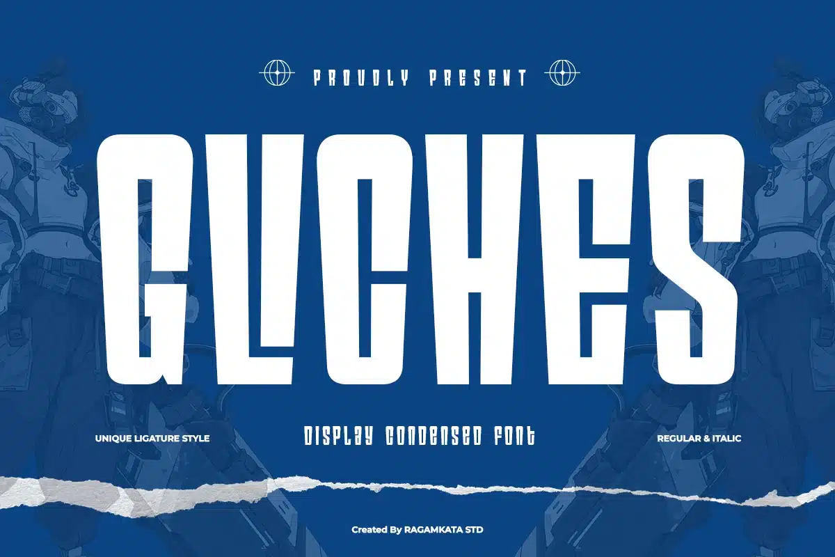 Gliches – Display Condensed Font font preview