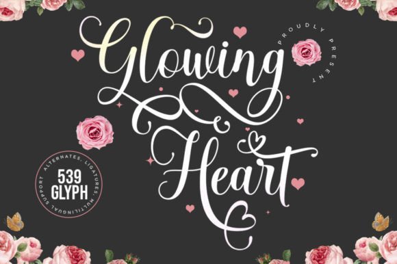 Glowing Heart Font font preview