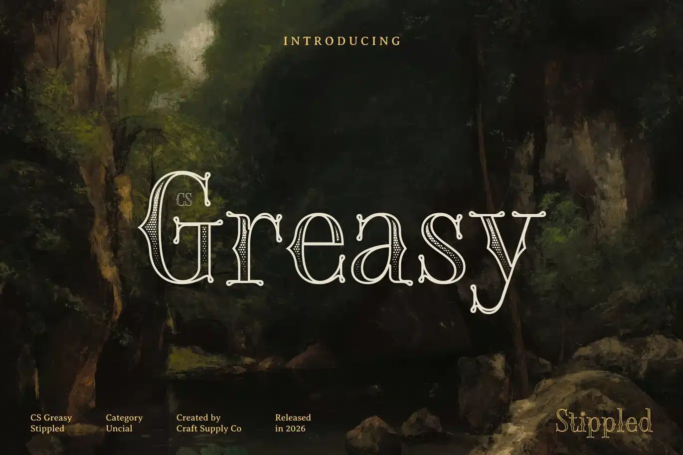 Greasy Stippled Font font preview