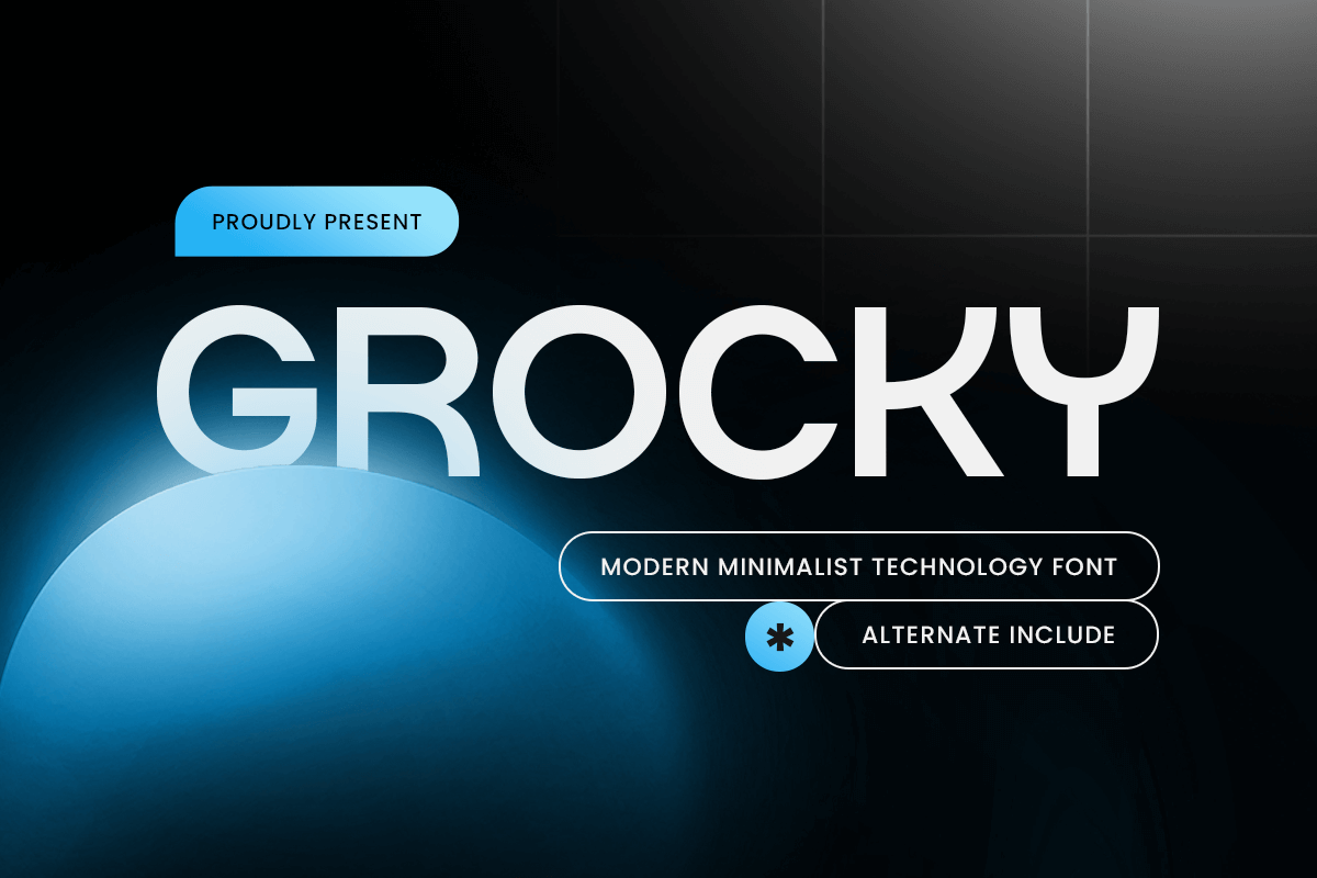 Grocky – Modern Minimalist Techno Font font preview