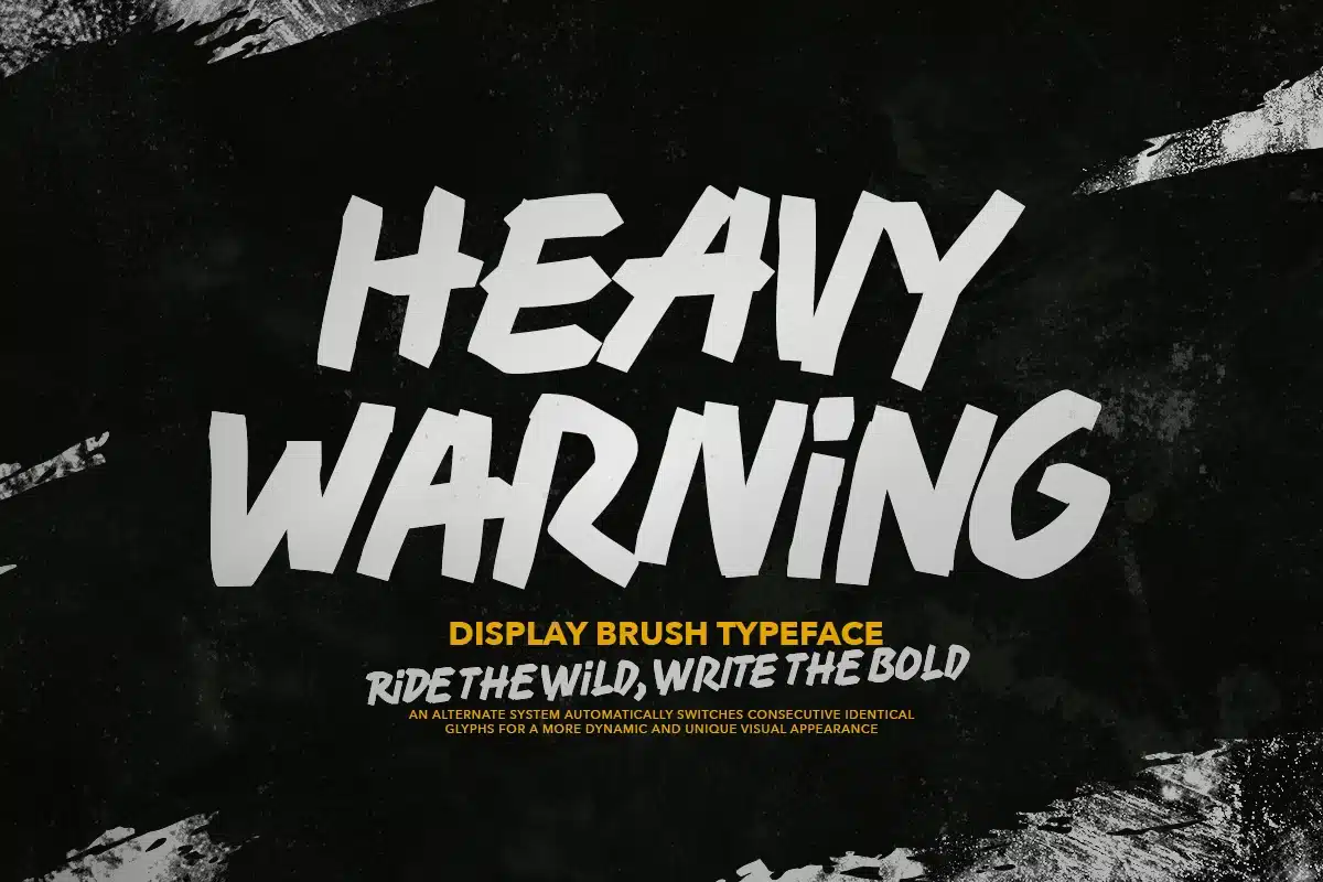 Heavy Warning – Display Brush Font font preview