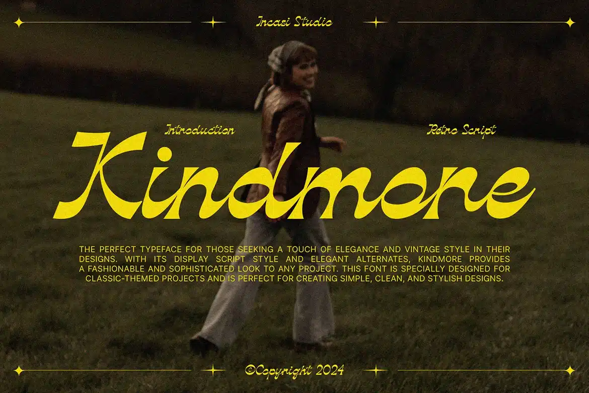 Kindmore – Reverse Script Font font preview