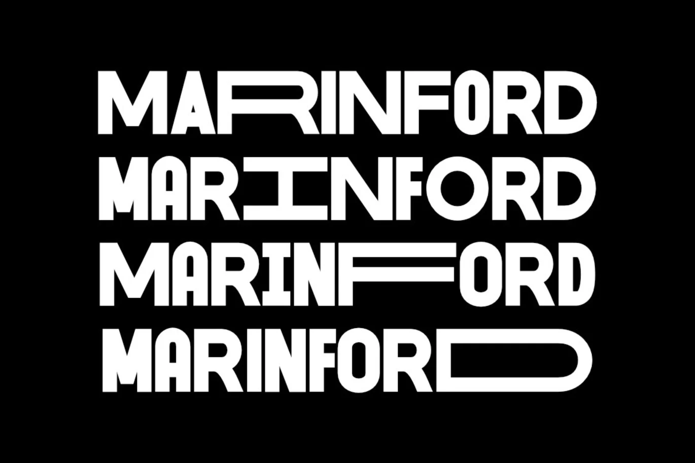 Marinford | Modern Vintage Logo Tech Font font preview