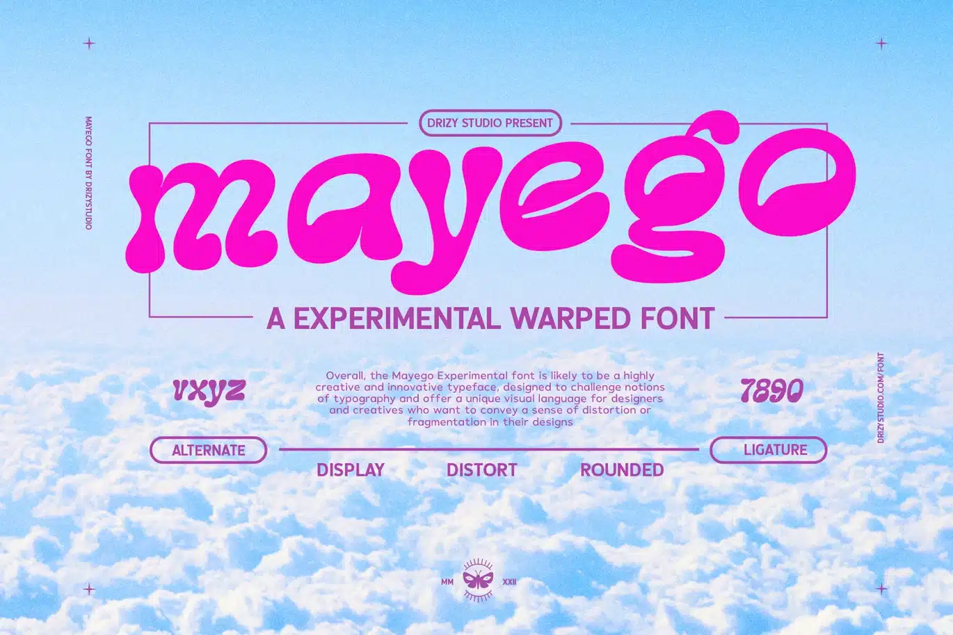 Mayego – Experimental Warped Font font preview