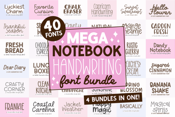 Mega Notebook Handwriting Bundle Font font preview