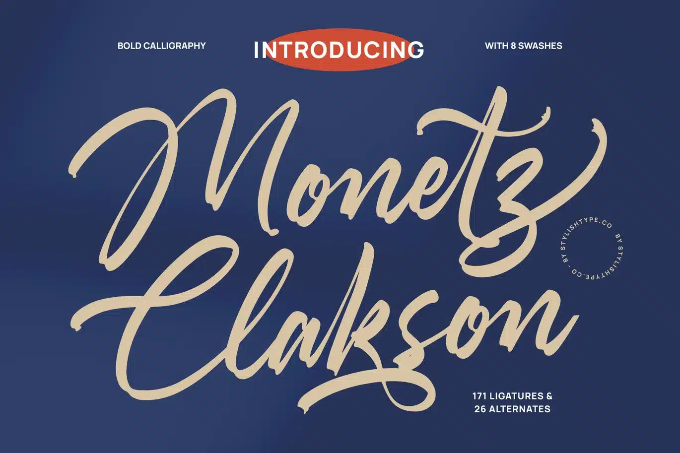 Monetz Clakson – Bold Calligraphy Font font preview