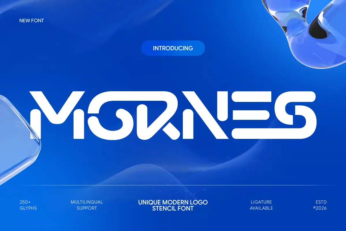 Mornes – Logo Stencil Tech Font font preview