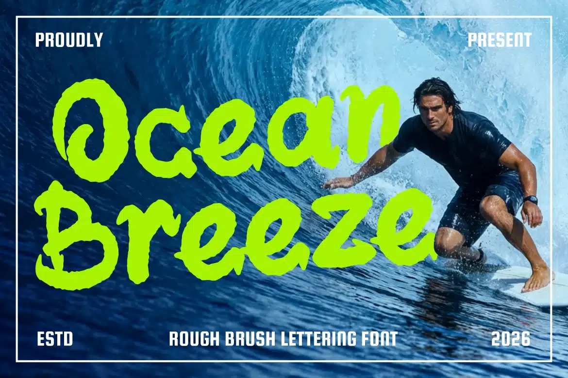 Ocean Brezze Rough Brush Lettering Font font preview