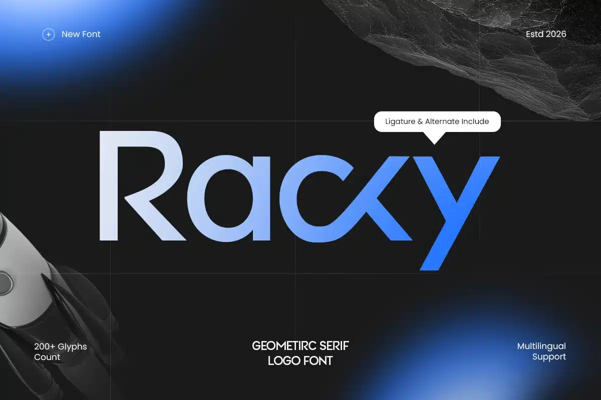 Racky – Geometirc Corporate Logo Font font preview