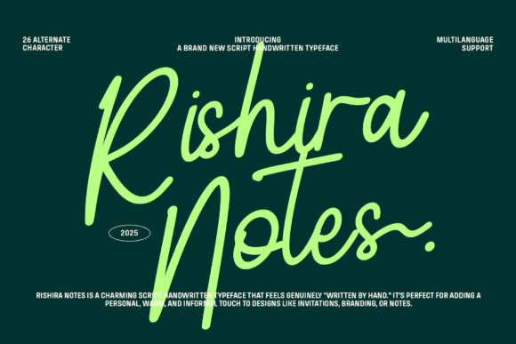 Rishira Notes Regular Font Font font preview