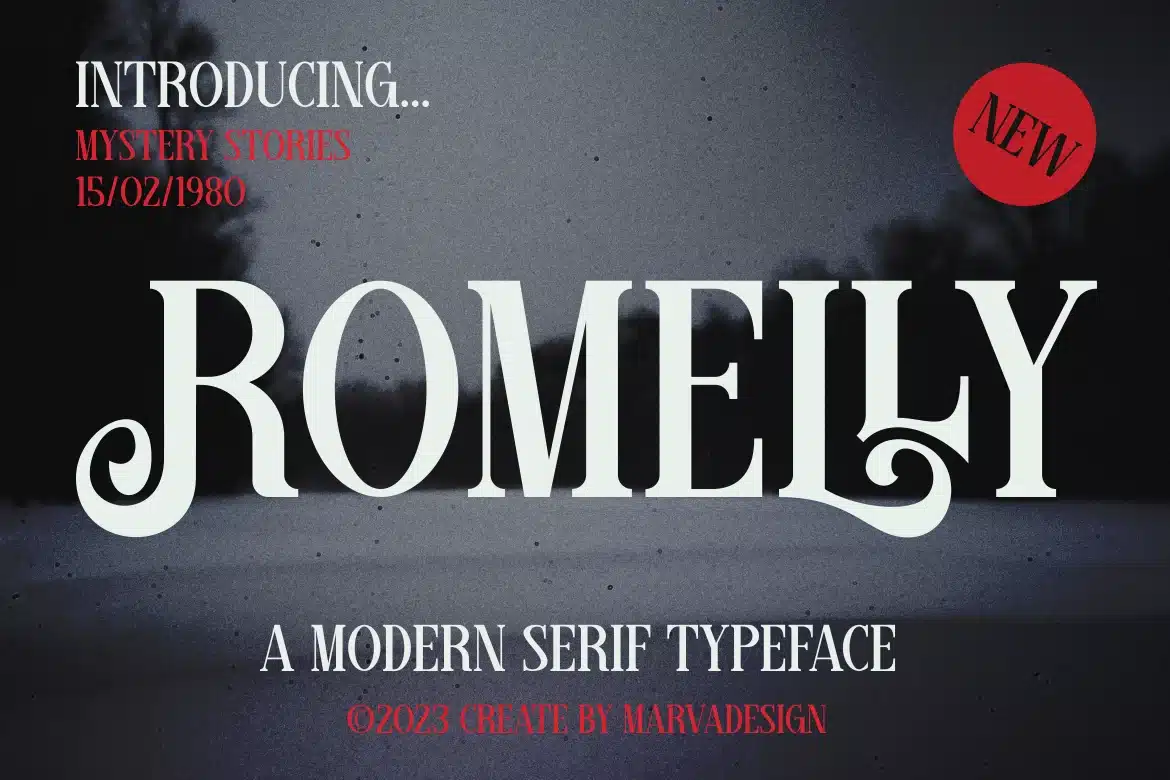 Romelly – A Modern Serif Font font preview