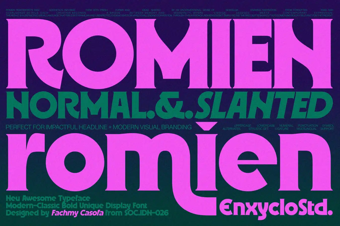 Romien — Bold Modern Logo Font font preview