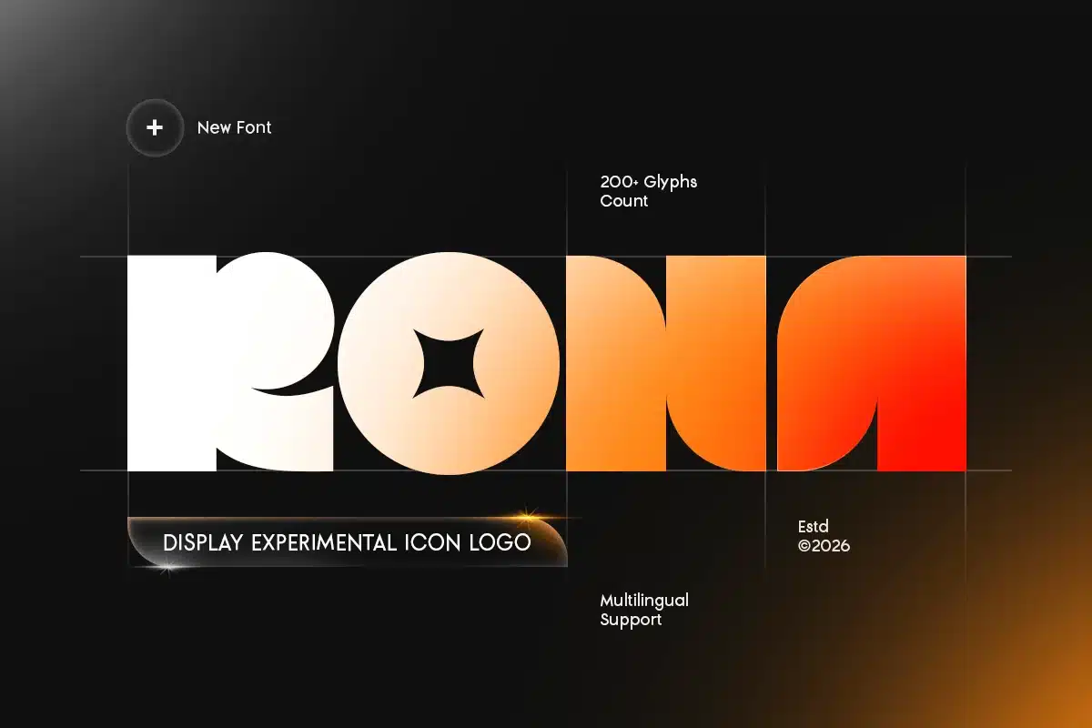 Rona – Display Experimental Icon Logo Font font preview