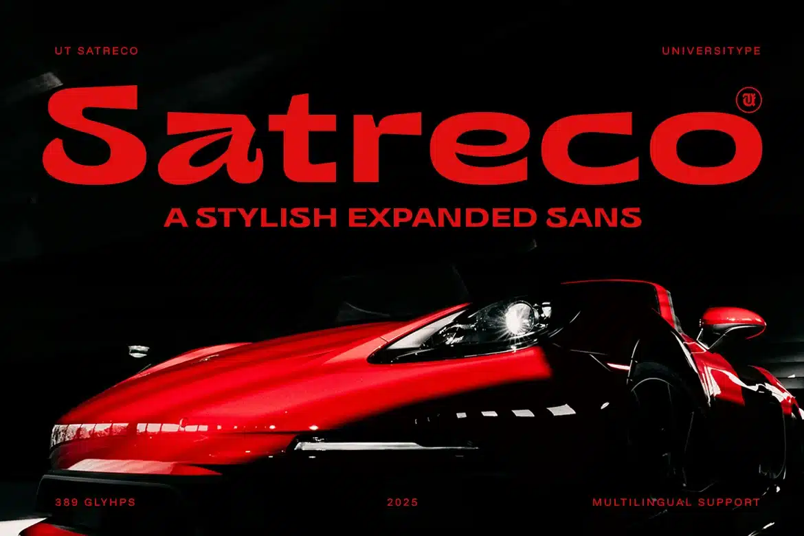 Satreco – A Stylish Expanded Sans Font font preview