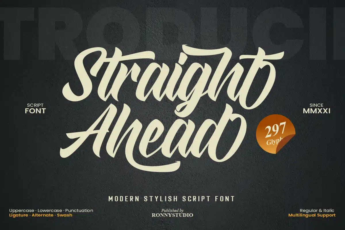 Straight Ahead – Modern Script Font font preview