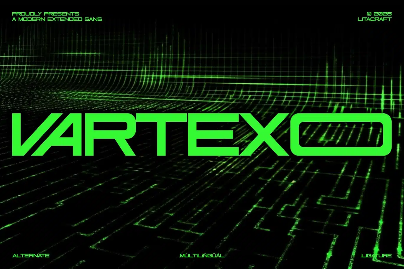 Vartexo | Futuristic Cyberpunk Display Font font preview