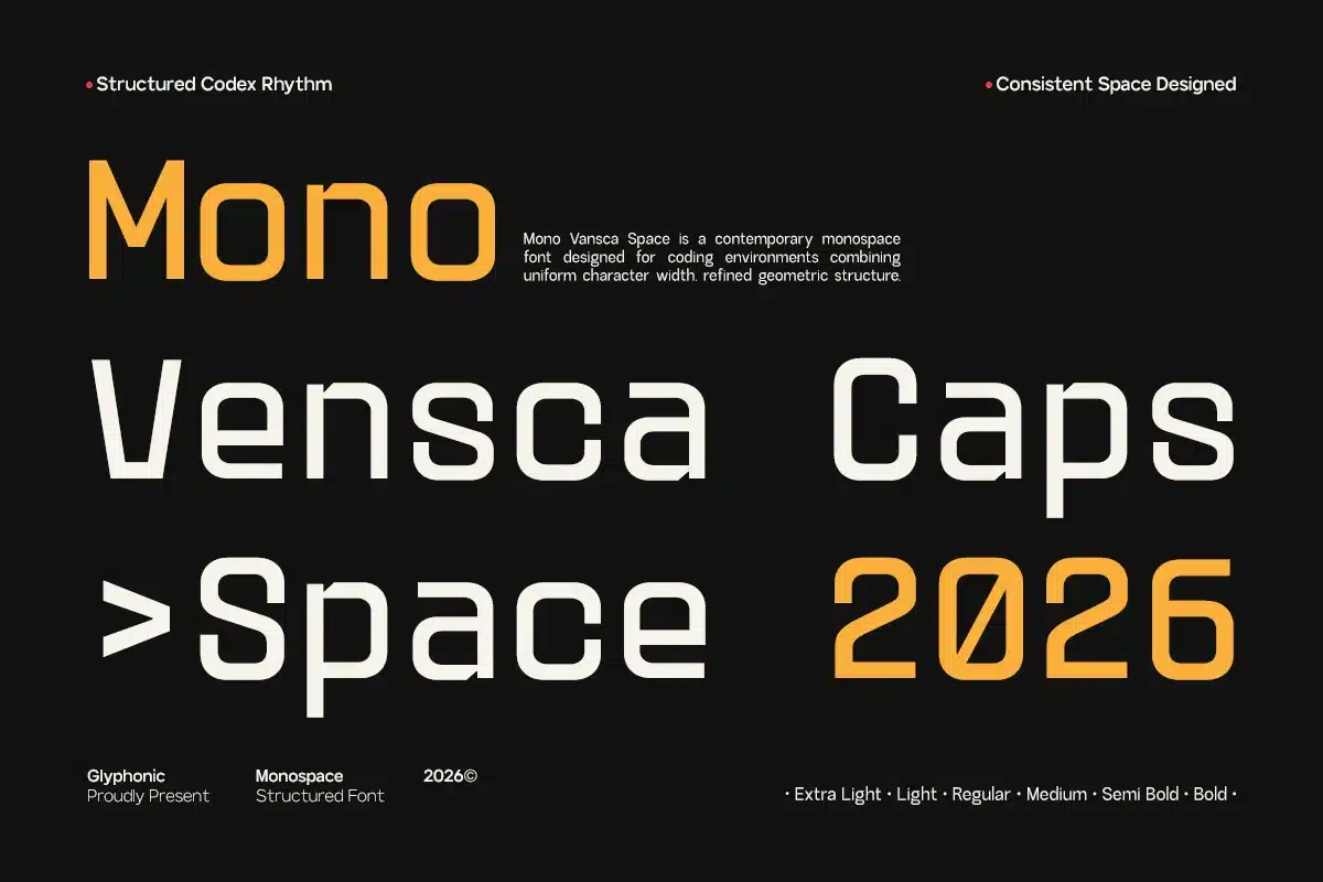 Vensca Mono – Modern Monospace Font font preview