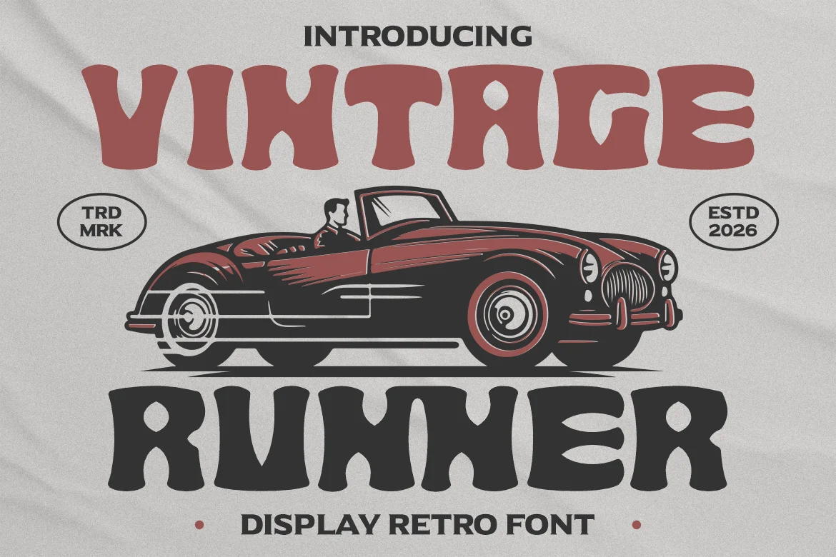 Vintage Runner Display Retro Sport Font font preview