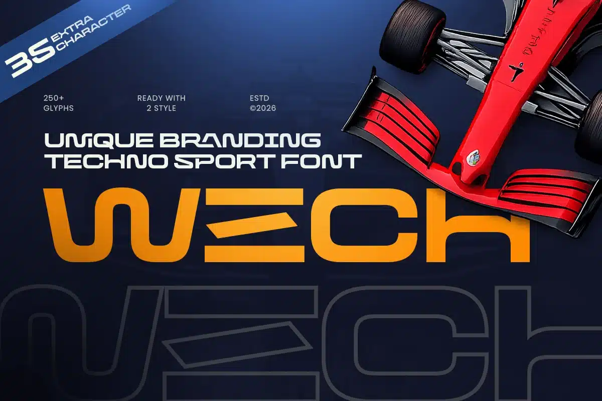 Wech – Unique Branding Techno Sport Font font preview