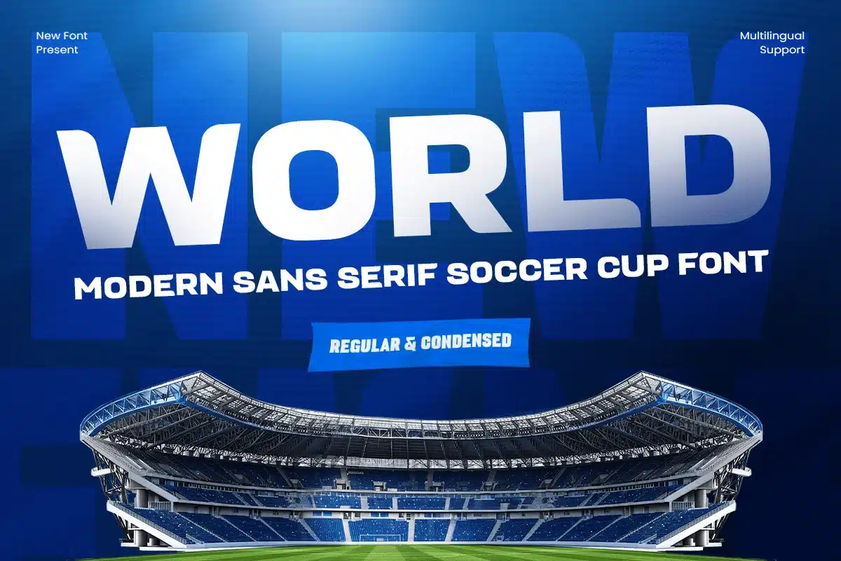 World – Modern Sans Serif Soccer Cup Font font preview