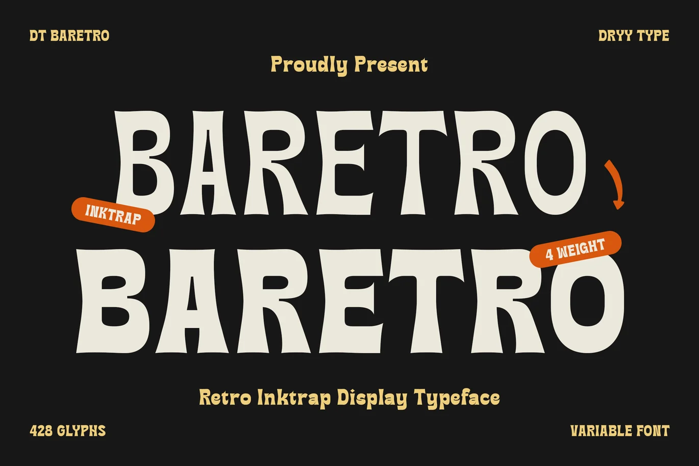 Baretro – Retro Variable Typeface Font font preview
