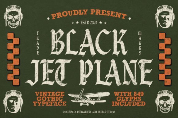 Black Jet Plane Font font preview