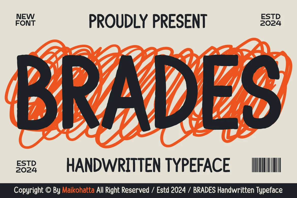 Brades – Handwritten Typeface Font font preview