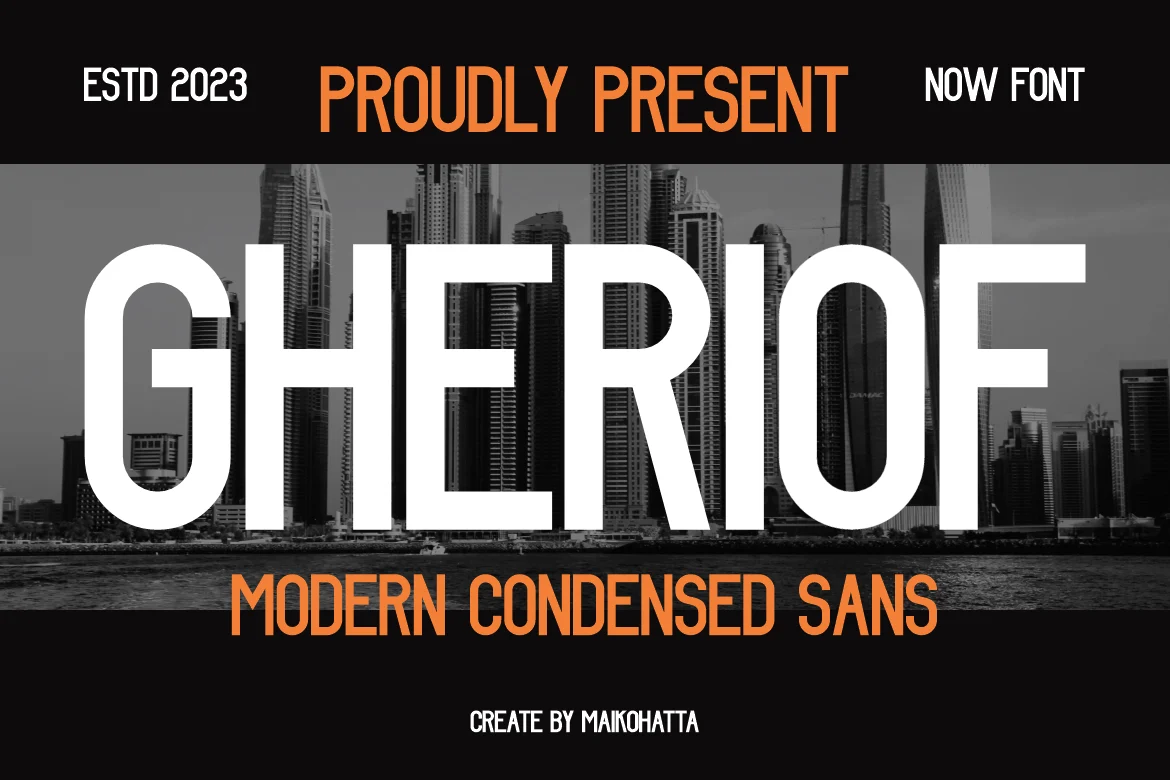 Gheriof – Modern Condensed Sans Font font preview