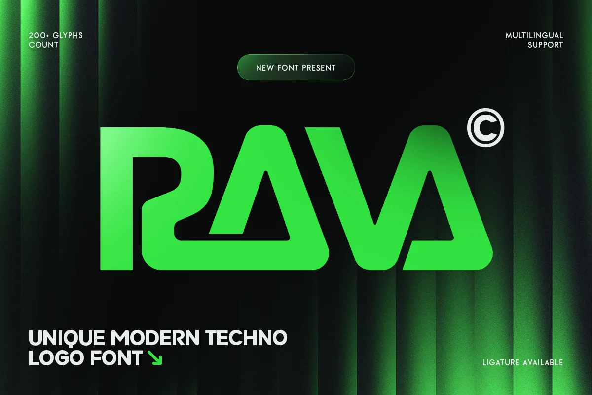 Modern Techno Logo Font – Rava font preview