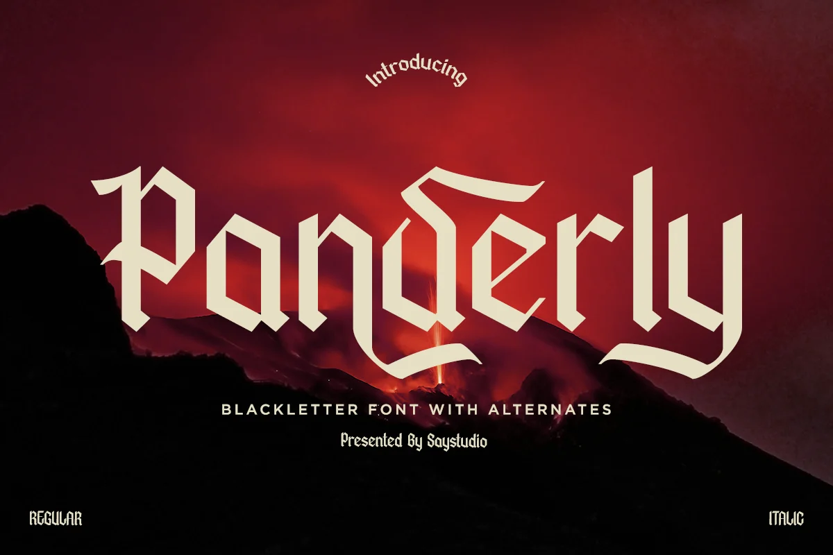 Panderly – Blackletter Branding Tattoo Font font preview