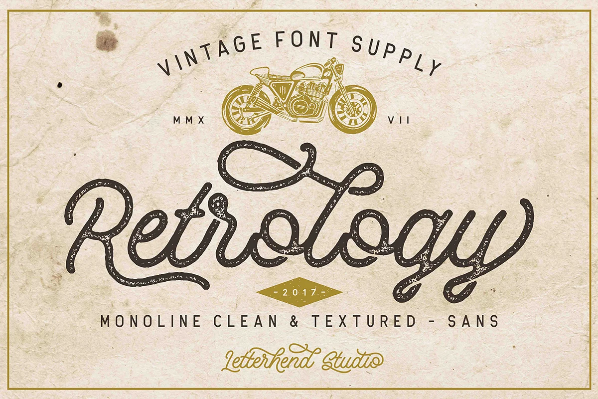 Retrology – a retro monoline script Font font preview
